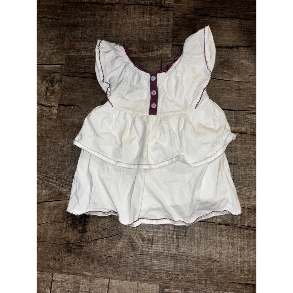Matilda Jane Girls Cream Purple Tiered Ruffle Tunic Top Flutter Sleeve Size 6